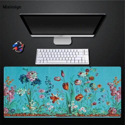 Mairuige Printed Light Green Flower Mouse Pad Home Comfortable Desktop Anti-skid Pad Lock Edge Large Size Keyboard Pad