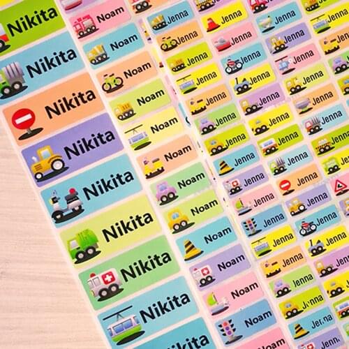 Boy And Girl Cartoon Car Custom Name Stickers Rabbit Pattern Personal Waterproof Tags For Scrapbook School Stationery Labels
