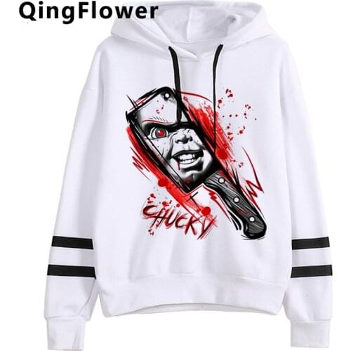 Harajuku Chucky Winter Horror Anime Funny Cartoon Hoodies Men Casual Warm Hip Hop Streetwear Sweatshirt Graphic 90s Hoody Male