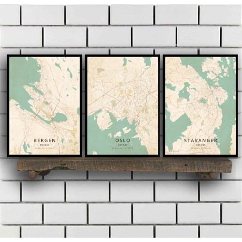 Bergen Oslo Stavanger Trondheim Norway Poster