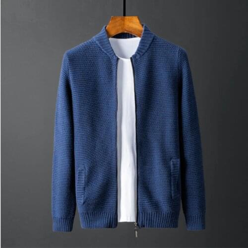 New Arrival Male Black Winter Thickened Turtleneck Warm Super Large Handsome Zipper Knitted Cardigan Sweater Coat Size M-5XL 6XL