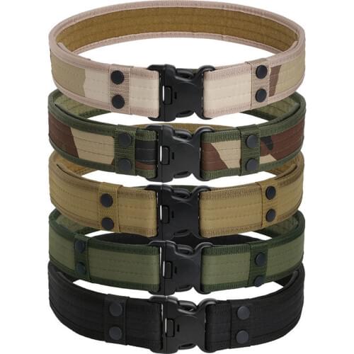 New Combat Canvas Duty Tactical Sport Belt with Plastic Buckle Army Military Adjustable Outdoor Fan Hook Loop Waistband