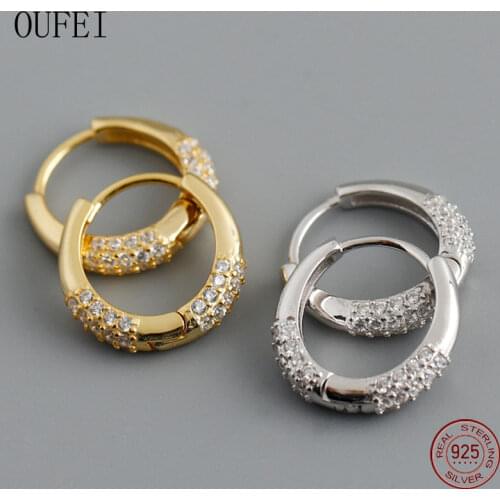 Hoop Luxury Earring Women 925 Sterling Dilver Crystal Fine Earrings Round Precious Gift Fine Jewelry Accessories