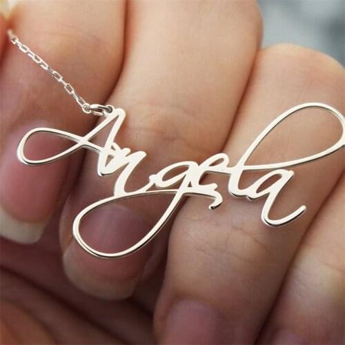 Personalized Name Necklace Script Font Nameplated Dainty Necklaces Custom Jewelry Women Stainless Steel Chain Best Friends Gift