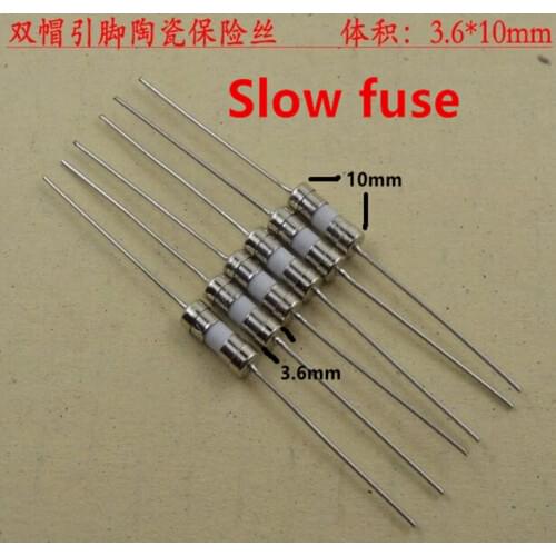 3.6*10 mm 100mA Slow fuse with lead ceramic 0.1A new and original 250V 200pcs/lot