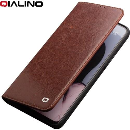 QIALINO Fashion Genuine Leather Flip Case for Huawei Nova 7 Pro Luxury Handmade with Card Pocket Phone Cover for Nova 7/7 se