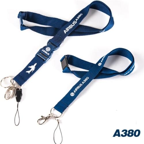 New A380 Lanyard for Pilot License ID Holder, Wide Blue with Metal Buckle for Flight Crew Airman Unique Gift