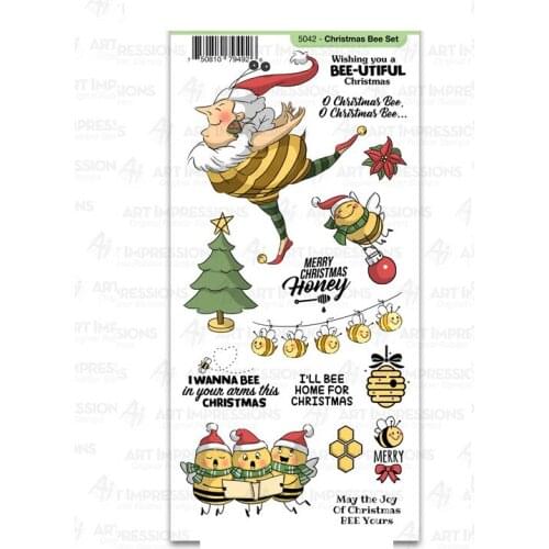 Christmas Bee Clear Stamps Scrapbooking Stencil For Decor Embossing Stamp DIY Greeting Card Album Handmade 2021 New Year Party