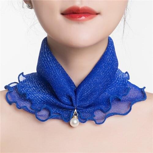 Spring Small Bib Ladies Net Gauze Hedging Pearl Fungus Neck Protection Scarf Thin Sunscreen Decoration High Stretch E43