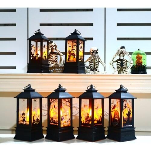 Halloween Pumpkin Lantern Decoration Flame Bar Scene Props Desktop Ornaments Halloween Party Housewares Lighting