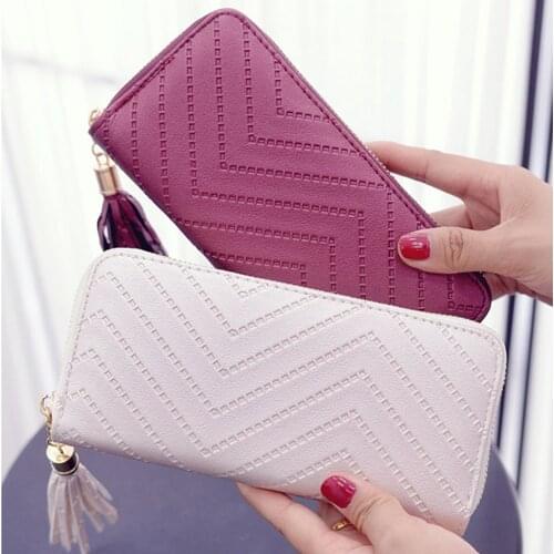 Fashion Women Tassel Handbag Purse Long Wallet Leather Checkbook Bag Coin Pouch Card Holder Lady Eveing Party Clutch Money Bag