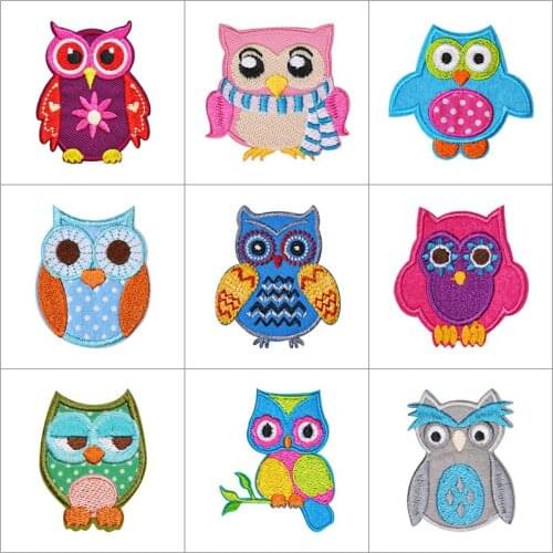 Animals Iron on Bird Owl Patches Sew on Diy Jeans Stickers Iron Animal Patch Clothing Bags Coats Appliques Garment Badge