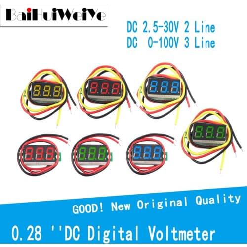 0.28 Inch Red Blue Digital LED Mini Display Module DC2.5V-30V DC0-100V Voltmeter Voltage Tester Panel Meter Gauge Motorcycle Car