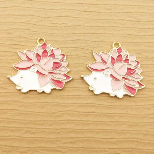 10pcs 25x28mm enamel hedgehog charms for jewelry making crafting fashion necklace pendant bracelet charm earring charm