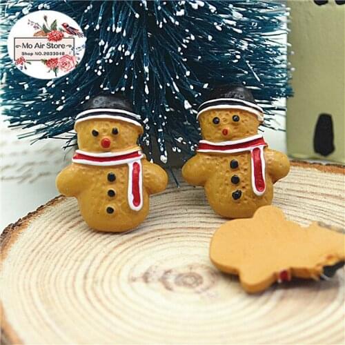 10pcs Resin Christmas snowman flat back Cabochon Art Supply Decoration Charm Craft DIY 17x21mm