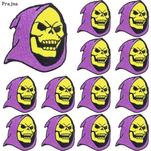 Prajna 10 PCS Wholesale Punk Skull Applique Embroidered Patches On Clothes DIY Punk Biker Patches For Clothing Stickers Badges
