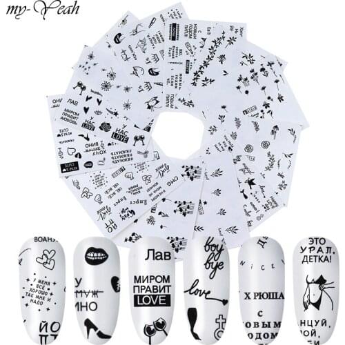 12 Pcs Nail Art Sticker Alphabet Pattern Water Transfer Nail Art Sticker Watermark Decal DIY Decoration Nail Tools Wholesale