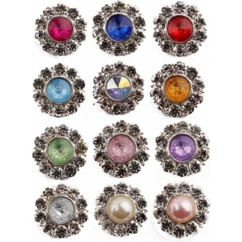 120PCS 22mm Newborn Round Silver Crystal Rhinestone Buttons For Headbands Hair Accessories Flowers Center