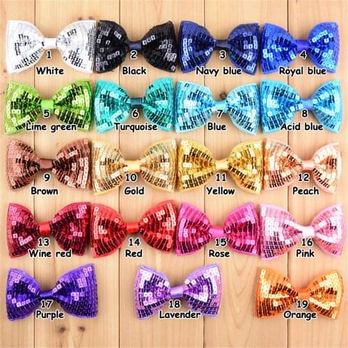 35pcs/lot High Quality Christmas Gifts Embroidery Sequin Bows with clips For Girls Hair DIY Accessories