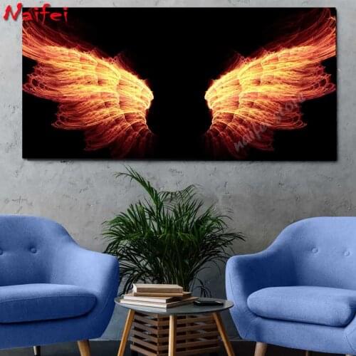 5D Diy Art Diamond Painting Fiery Angels Wing Full Square/round Diamond Mosaic Embroidery Home Decoration Large Size