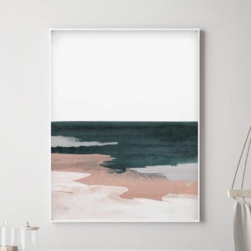 Abstract Wave Printing Poster Wall Art Ocean Landscape Green Pink Minimalist Canvas Paintings and Prints Nordic Home Decoration