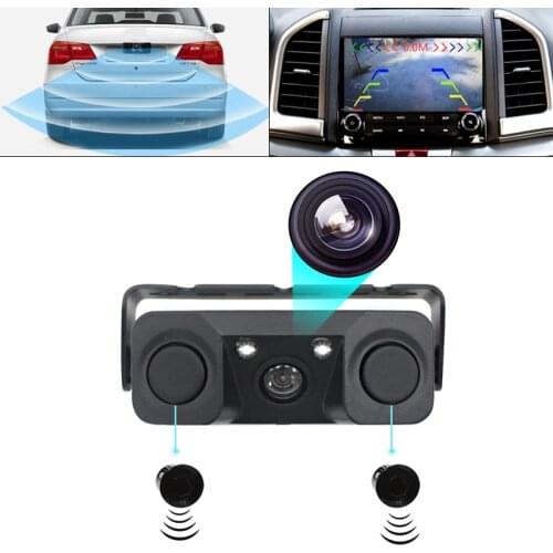 3 In 1 Car Night Vision Rear View Camera Radar Parking Sensor 170 Degree IP67 Waterproof LED light High definition Rearview