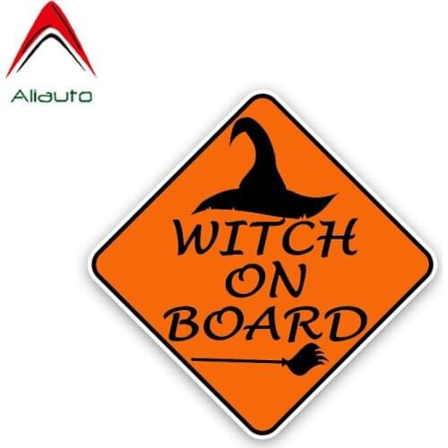 Aliauto Personality WITCH ON BOARD Decal Waterproof Sunscreen Car Sticker Motorcycles Automobile Accessories PVC,13cm*13cm