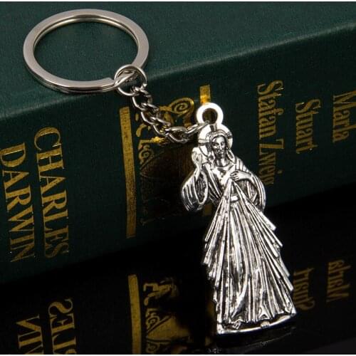 Religious alloy Saint Christopher Keychain, Classic Saint Christopher Keychain Pendant Jewelry Gift Keychain