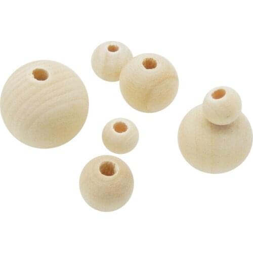 Julie Wang 8-20mm Unfinished Wooden Beads Natural Ball Round Wood Spacer Bead For Necklace Bracelet Jewelry Making Accessory