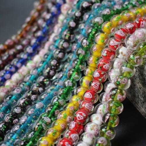 20Pieces/Lot 10mm*8mm Lampwork Glass Beads Flower Abacus Beads Mix Color for jewelry making