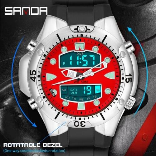 Fashion Mens Watch Luxury Stopwatch Outdoor Sport Watches Original Brand SANDA Wristwatch Waterproof Shockproof Clock New 2021