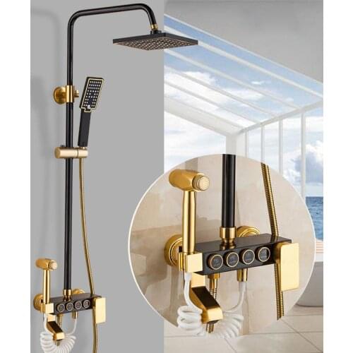 Shower Set Bathroom Faucet Shower System Hot and Cold Bath Mixer Space Aluminum Pressurized Bathtub Tap with ABS Shower Head