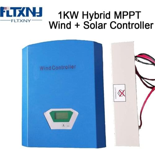 FLYT 1KW 48VDC 240V Ip42 Hybrid Wind Solar MPPT Controller 1000W Regulator For Windmill Wind Generators For Battery Charging