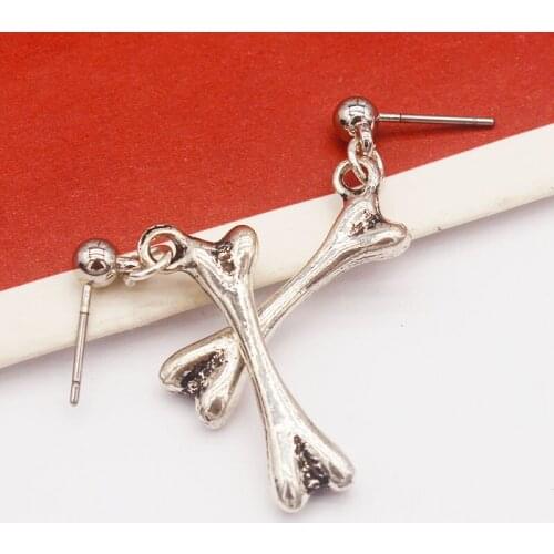 Gothic Dark Bone Drop Earrings Silver Color Bone Of Death Exquisite Geometric Earrings Gifts For Women Girls Jewelry New 2020