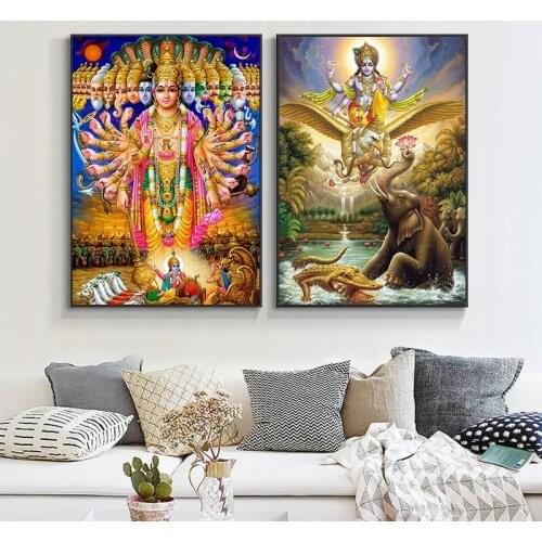 Hindu Gods Lord Ganesha Krishna Canvas Paintings on The Wall Posters and Prints Hinduism Wall Art Pictures for Living Room Decor