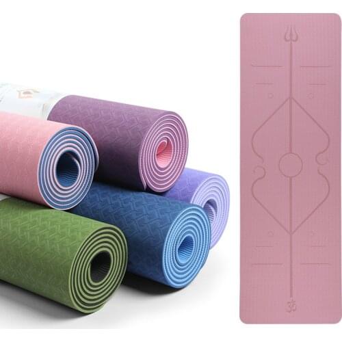 TPE Yoga Mat With Position Line Fitness Gymnastics Mats Double Layer Non-slip Beginner Sport Carpet Pads 1830*610*6mm Women Mat
