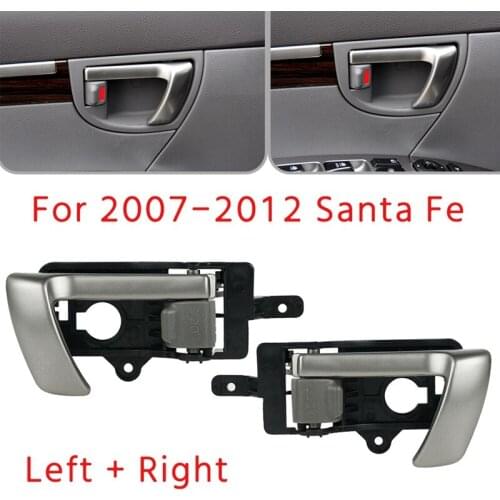 Left +Right Side Interior Inner Door Handle for 2007-2012 Hyundai Santa Fe with Gray Knob 82610-2B010 82620-2B010