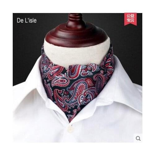 Men Hankie Necktie Silk Paisley Ascot tie Vintage Cravat