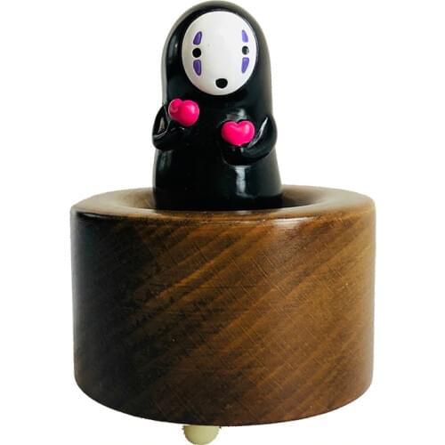 Handmade No Face Man Music Box Wooden Qianhe Chihiro Creative Girls Children Christmas 2021 New Year Holiday Birthday Gift