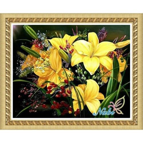 Flowers kits beads beadwork 5348R - Round Diamond embroidery cross stitch diamond mosaic painting