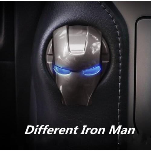Iron Man Car Interior Decoration Stickers Car Engine Ignition Device Metal Protection Cover Sticker Car Interior Accessories