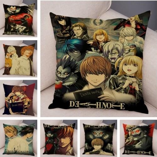 Death Note Cushion Cover for Sofa Home Children Room Decor Cartoon Classic Anime Print Pillowcase Soft Plush Pillow Case 45x45cm
