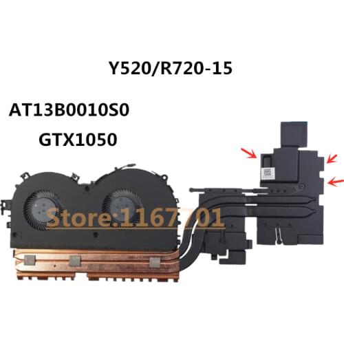 New Original laptop CPU GPU cooling radiator Heatsink&Fan for Lenovo RESCUER Y520-15 R720 R720-15IKB AT13B0010S0 gtx1050