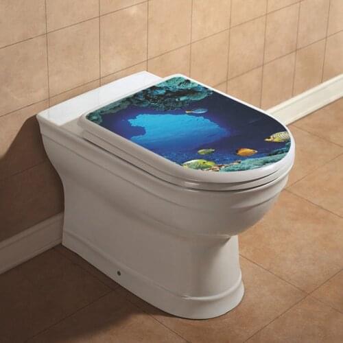 New Pattern Toilet Lid Sticker Sea World/Flower Waterproof Toilet Seat Cover Stickers Bathroom Decor can CSV