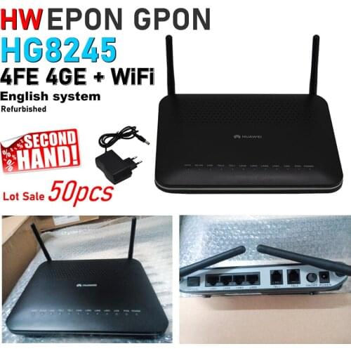 50pcs secondhand Lot HG8245 EPON GPON 4FE 4GE +WIFI +2Ports USB Cost-effective FTTH Modem Network Terminal ONU Router