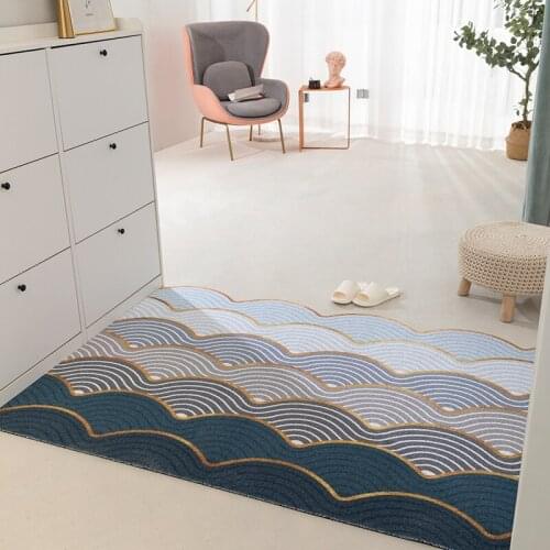 Striped Trellis Dust-proof Door Rug PVC Silk Loop Rubber Shoe Doormat Entryway Super Absorbent Mud Rugs Washable Large Carpet