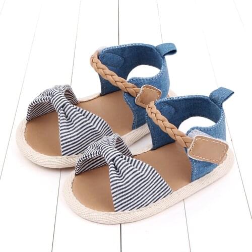 TELOTUNY sandals Children Toddler Baby Girls Boys Striped Bow Princess Shoes Cotton Soft Sole Summer Beach Sandals Prewalker