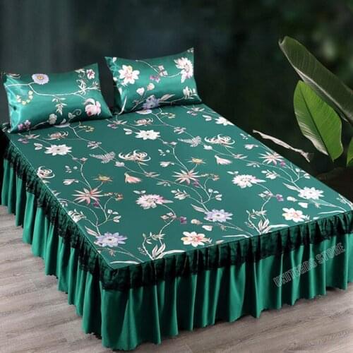 Foldable Cool Bed Skirt Ice Mat Home Bedspread on The Bed Air Conditioner Soft Mat Machine Washable Queen Size with Pillowcases