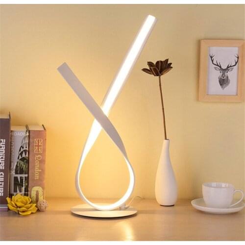 Modern Creative Curved LED Desk Lamp Decor Home Living Room Bedroom Table Night Light Reading Lamp Touch Switch Bedside Light