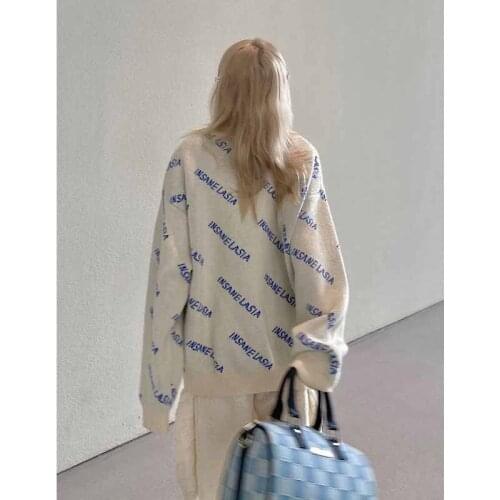 JESSIC 2021 Autumn And Winter Korean New Original Angel Full Print Sweater Retro Lazy Tide Brand Sweater For Men And Women